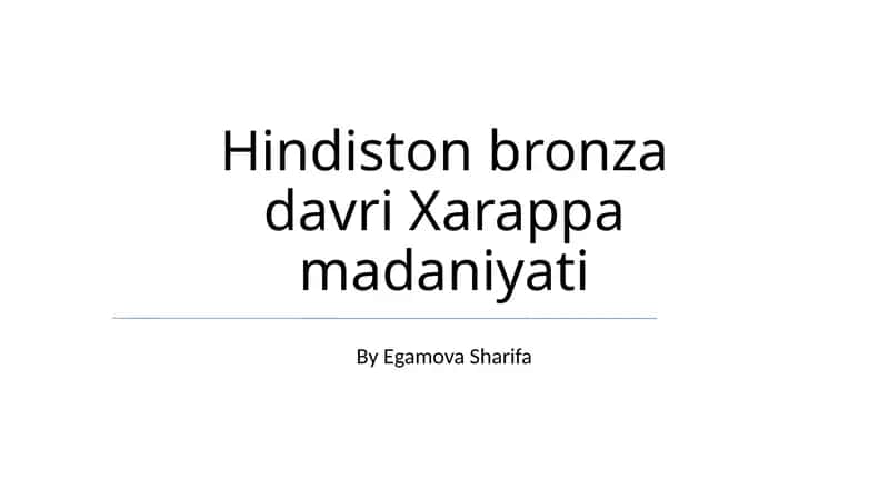 Hindiston bronza davri Xarappa madaniyati 1