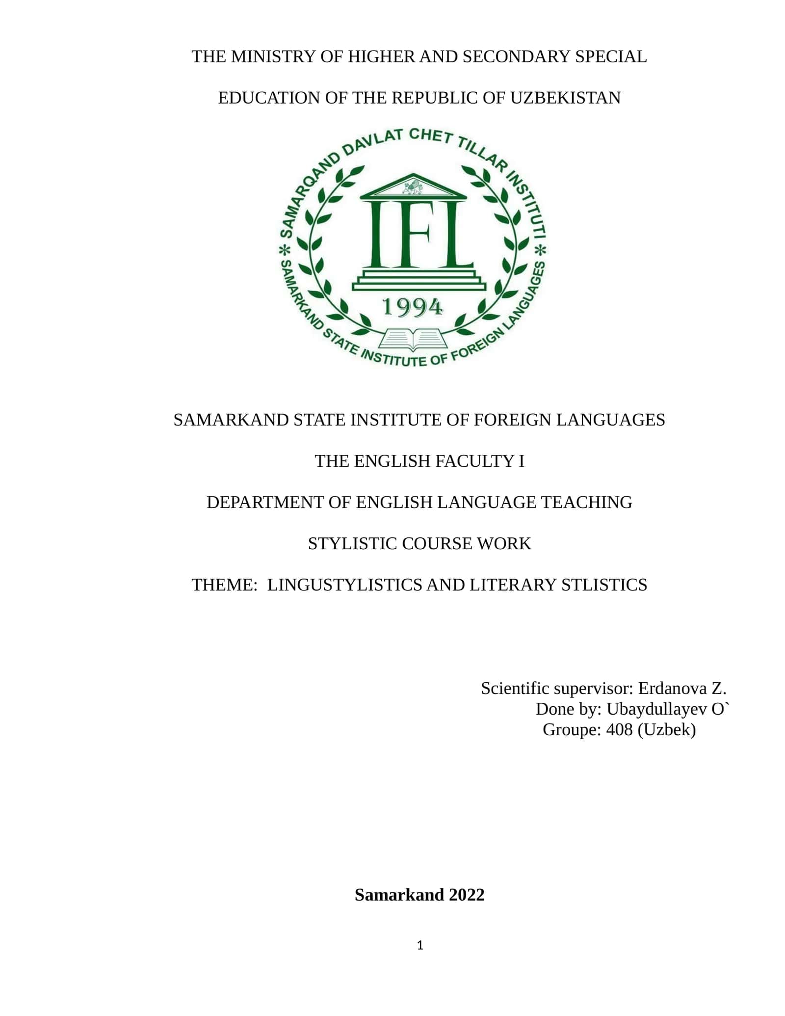 LINGUSTYLISTICS AND LITERARY STLISTICS 1