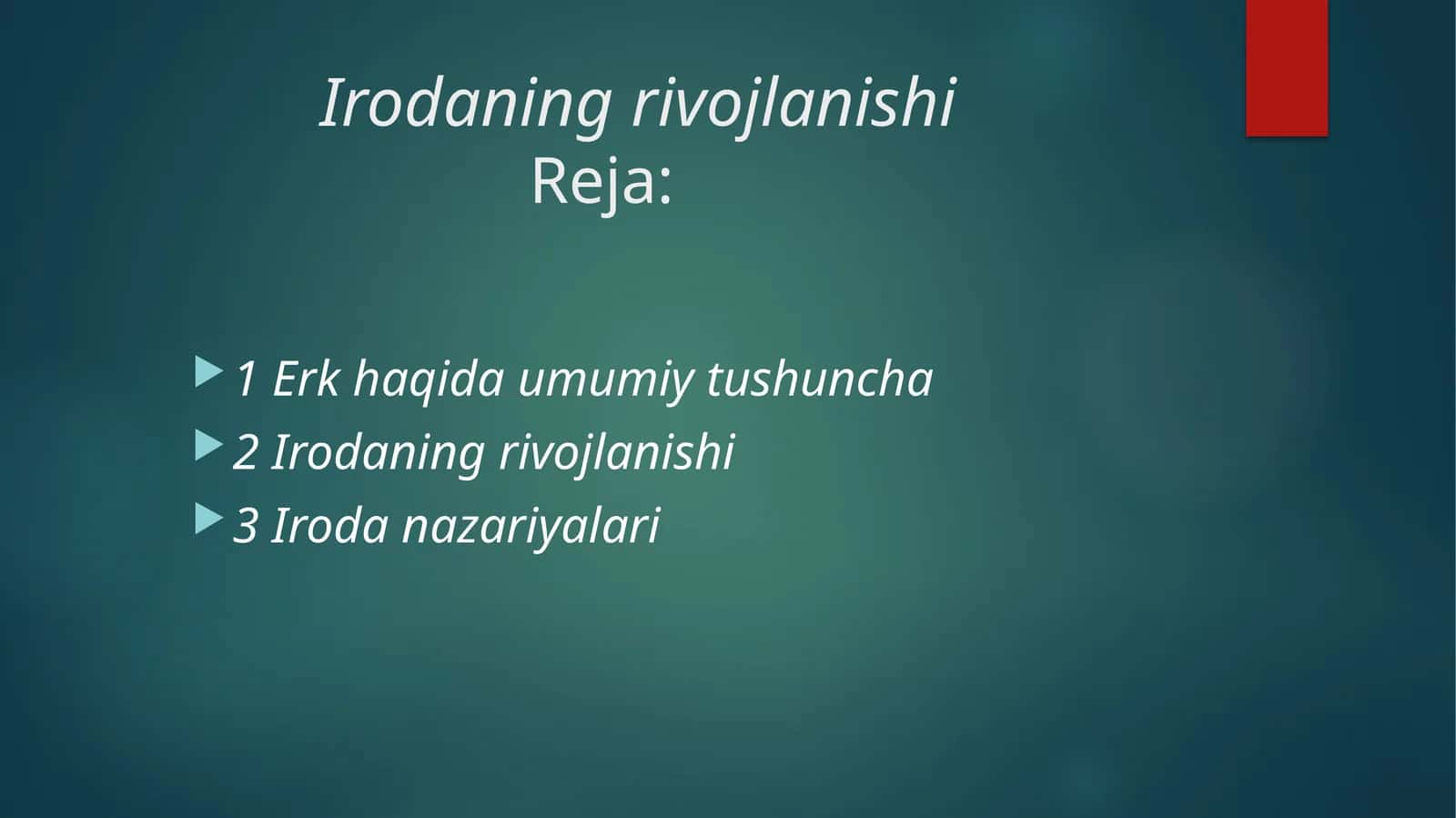 Irodaning rivojlanishi 1