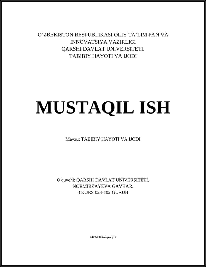 TABIBIY HAYOTI VA IJODI 1