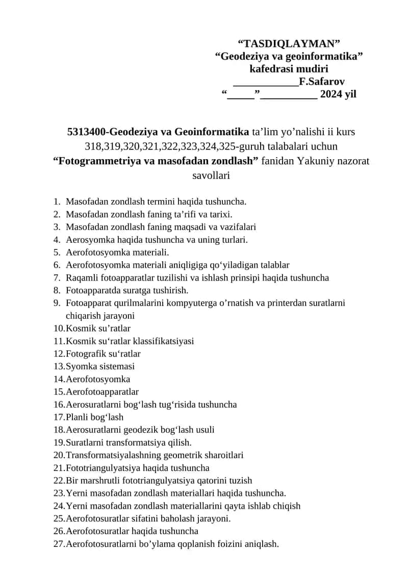 Fotogrammetriya va masofadan zondlash 1