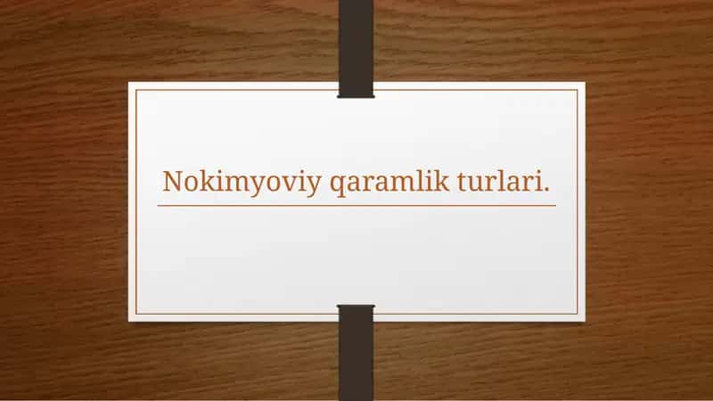 Kimyoviy bo'lmagan qaramlik 1