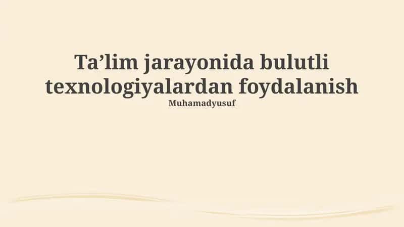 Bulut Texnologiyalari va Ta'limning Kelajagi 1