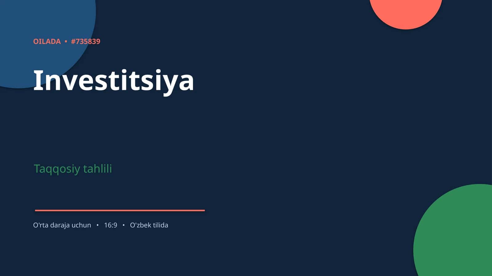 Investitsiya Taqqosiy tahlili 1