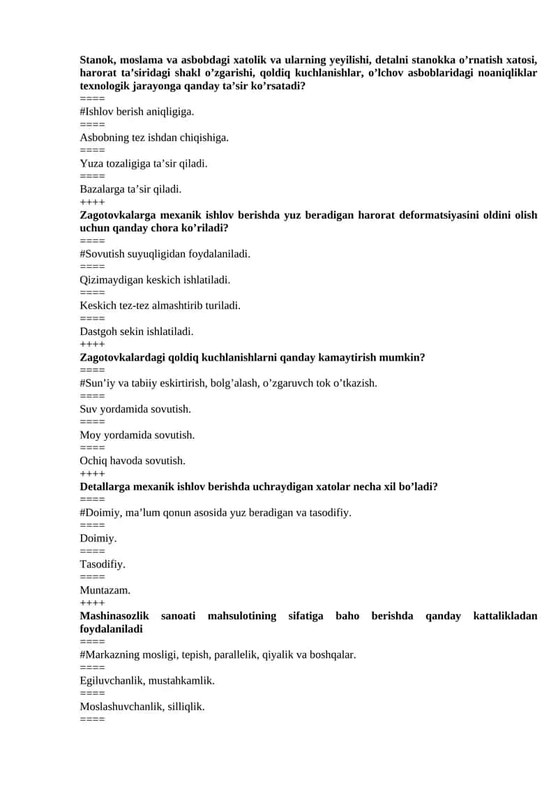 Stanok va asbobdagi xatoliklar 1