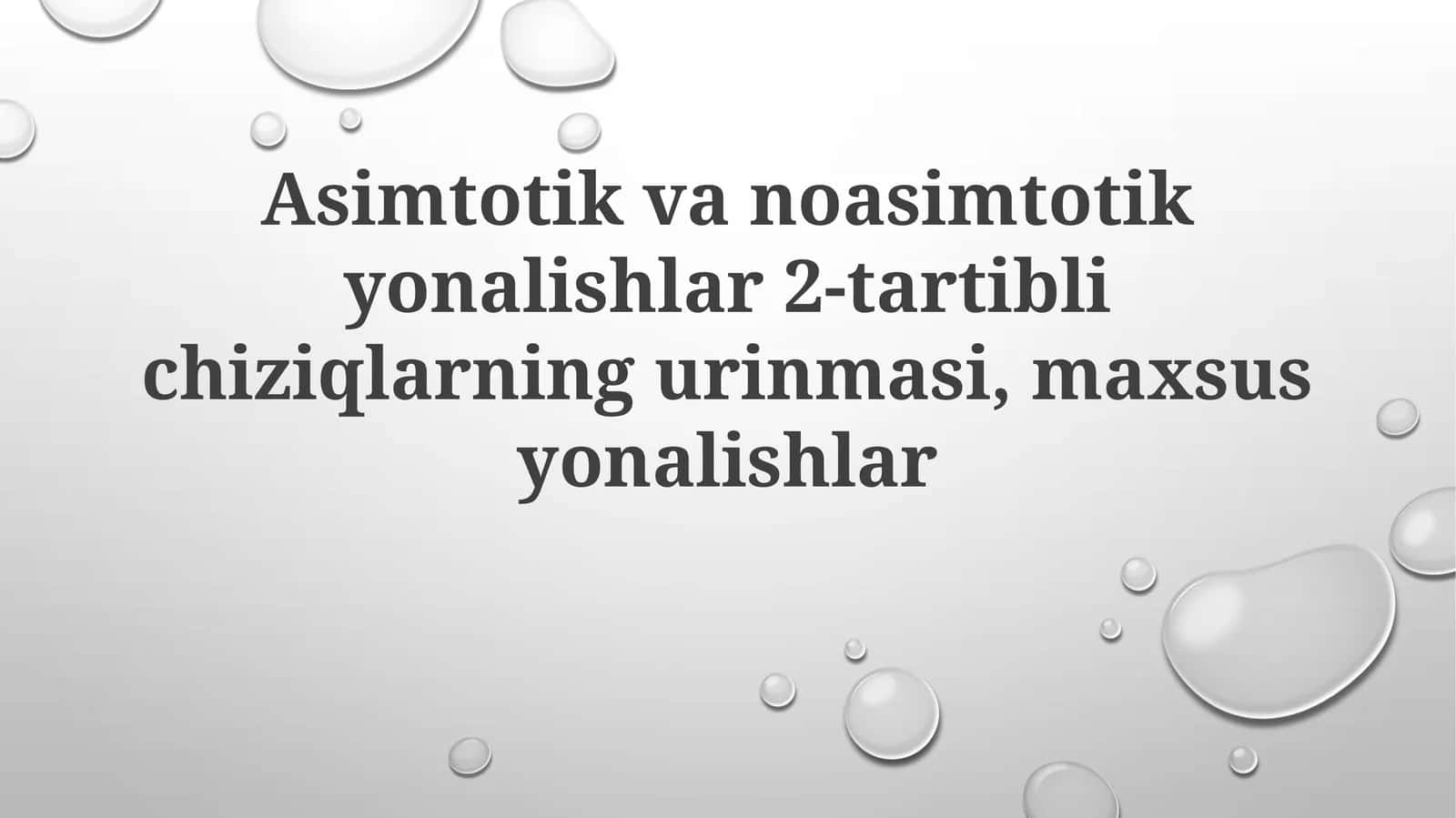 Asimtotik va Asimptotik Yo'nalishlar 1