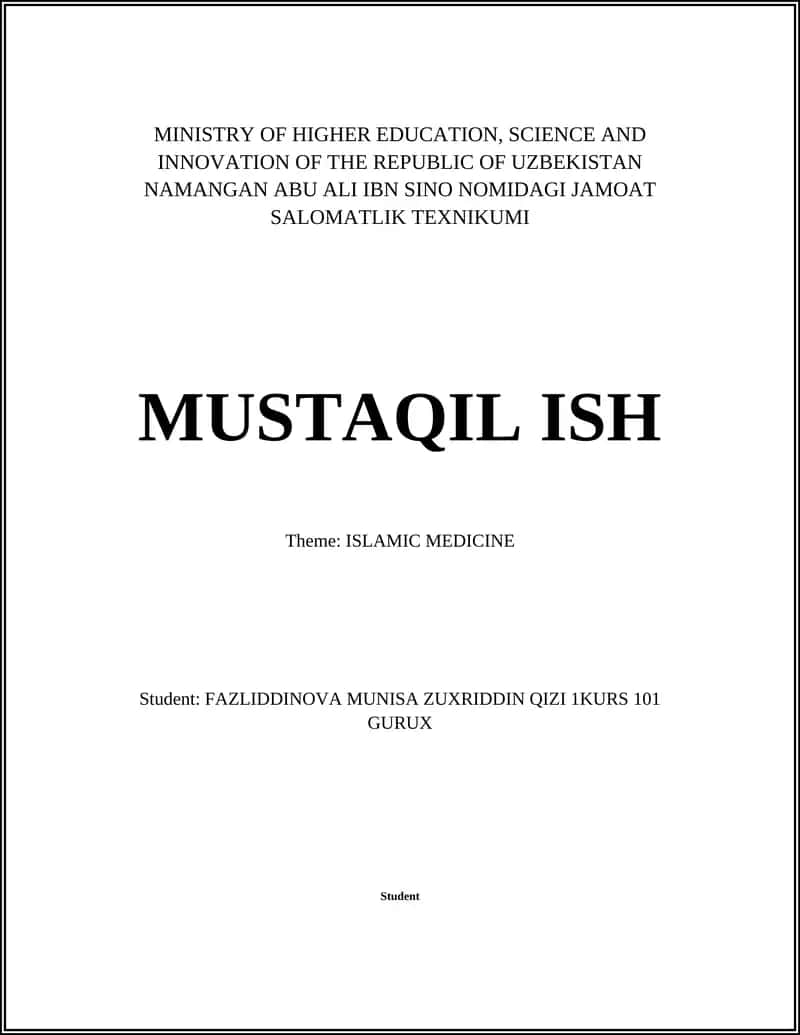 Islamic Medicine Course 1