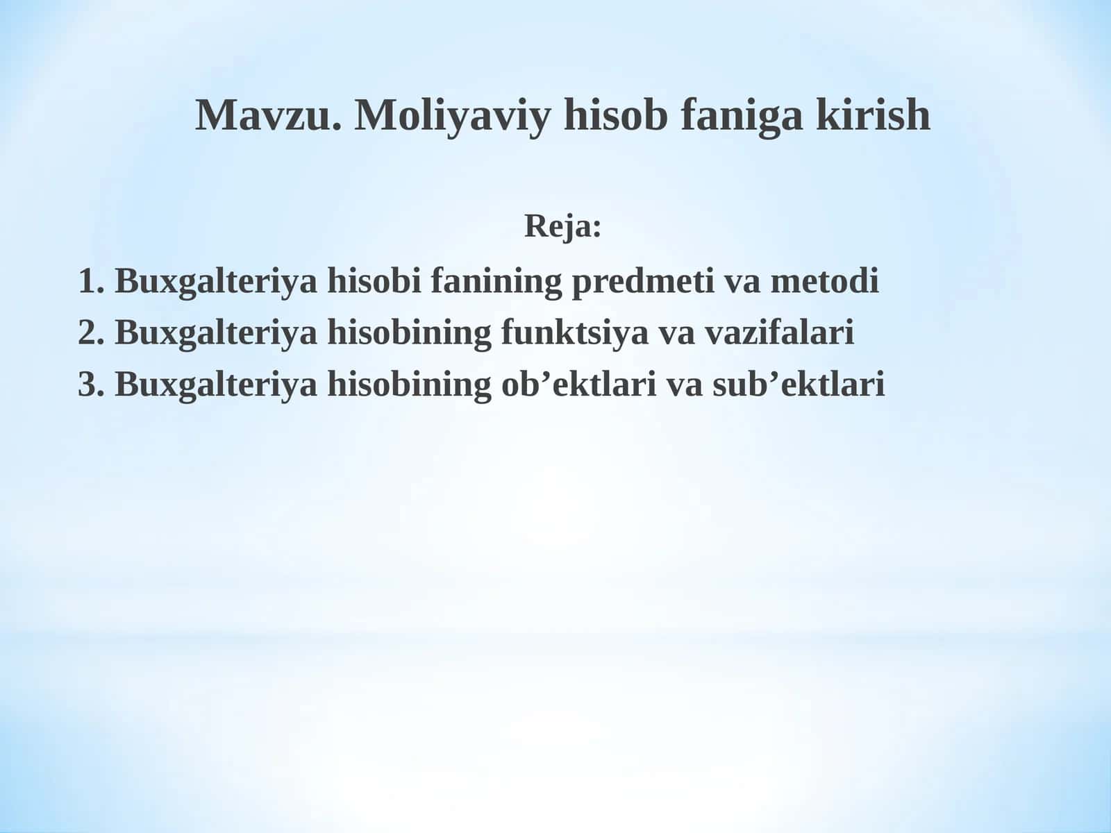 Mоliyaviy hisоb fаnigа kirish 1