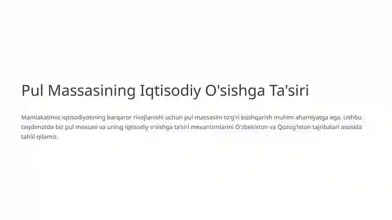 Pul Massasining Iqtisodiy O'sishga Ta'siri
