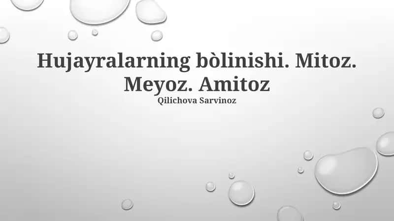 Hujayralarning bòlinishi. Mitoz. Meyoz. Amitoz 1