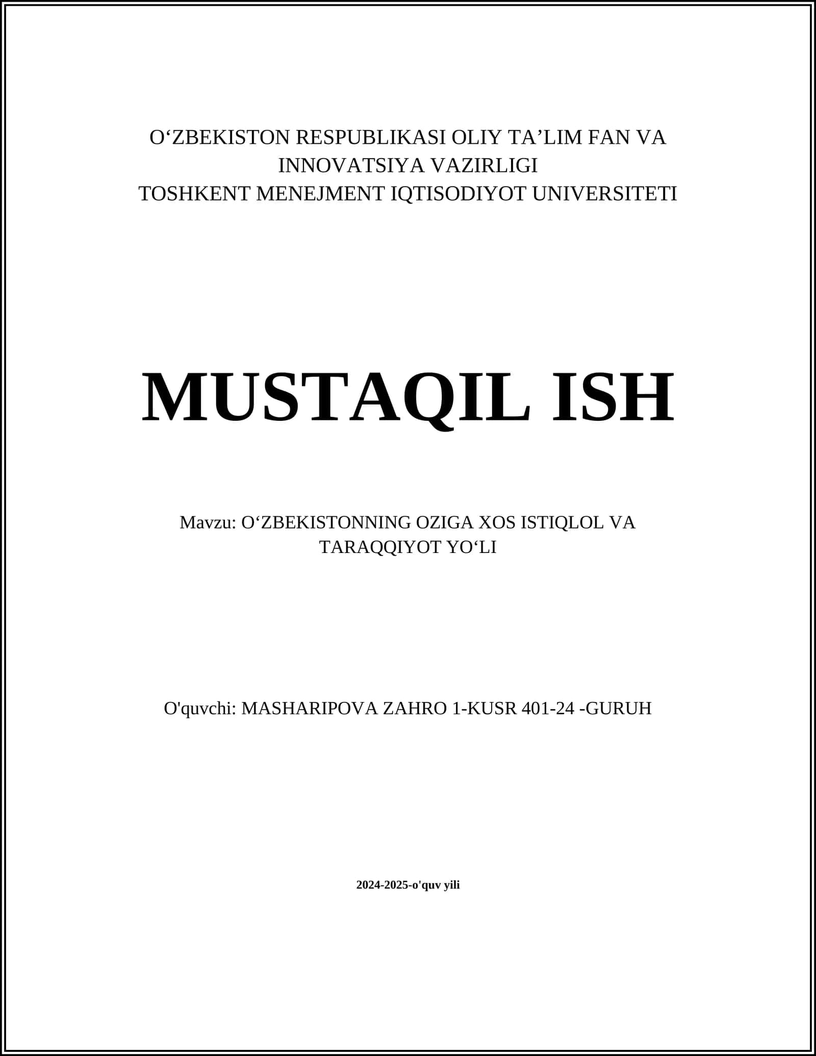 O‘zbekistonning Mustaqillik deklaratsiyasi 1