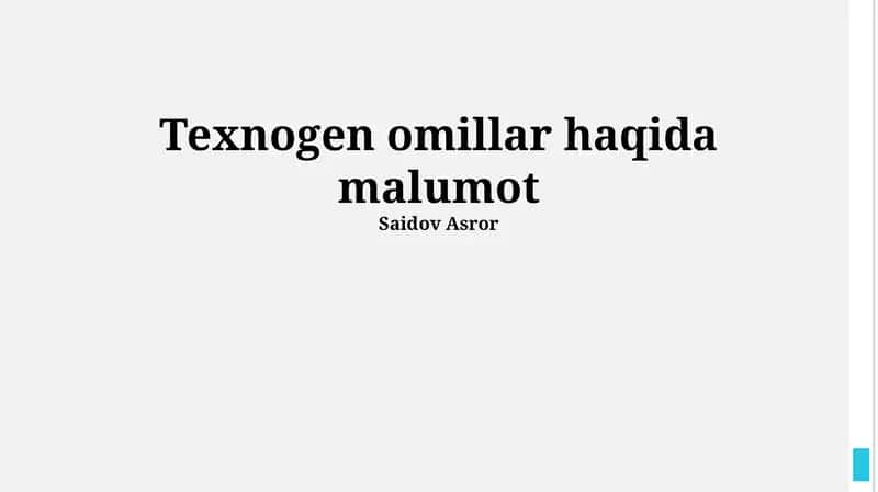Texnogen Ofatlarning Ta'rifi va Tasnifi 1