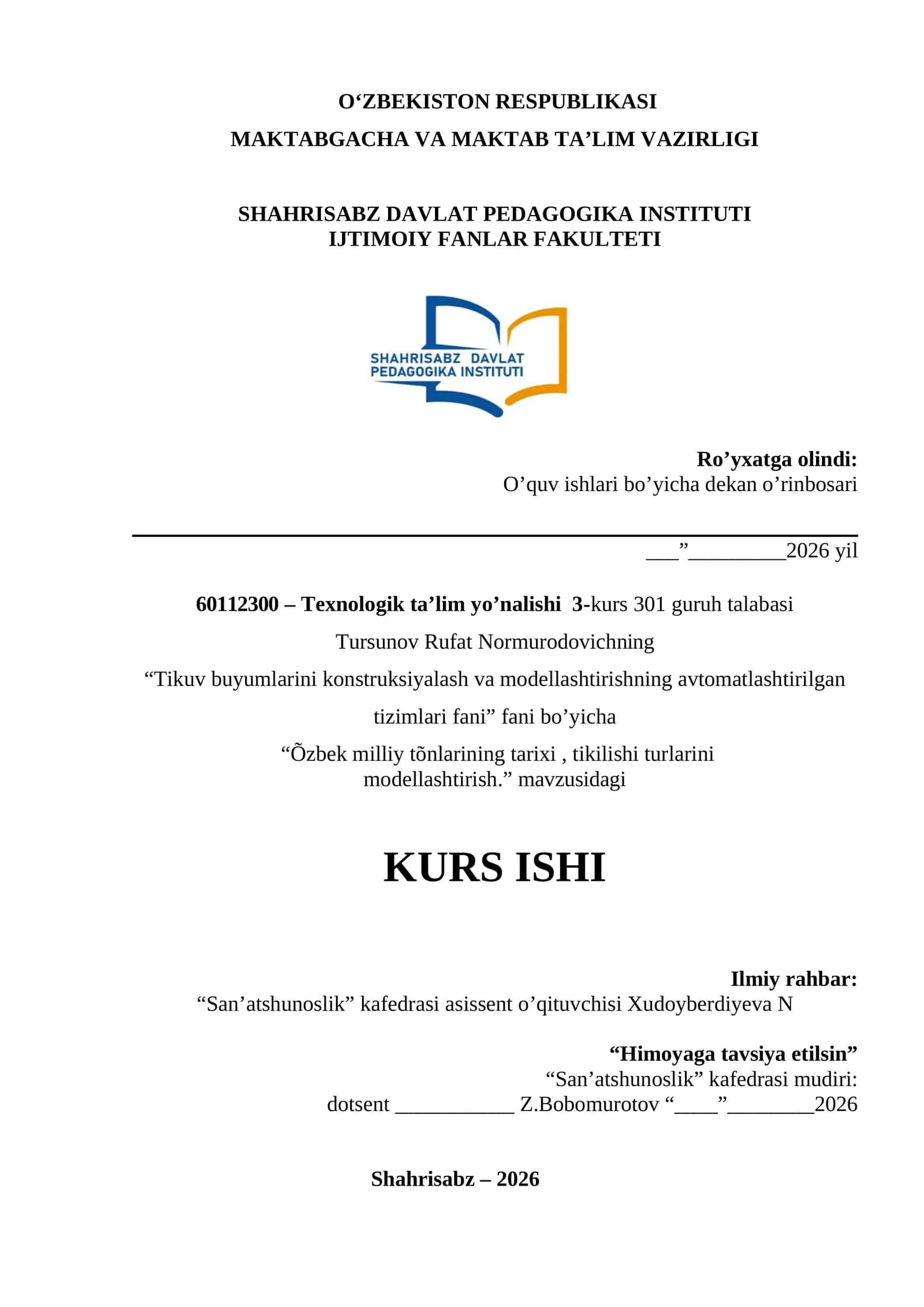 Õzbek milliy tõnlarining tarixi, tikilishi turlarini modellashtirish 1