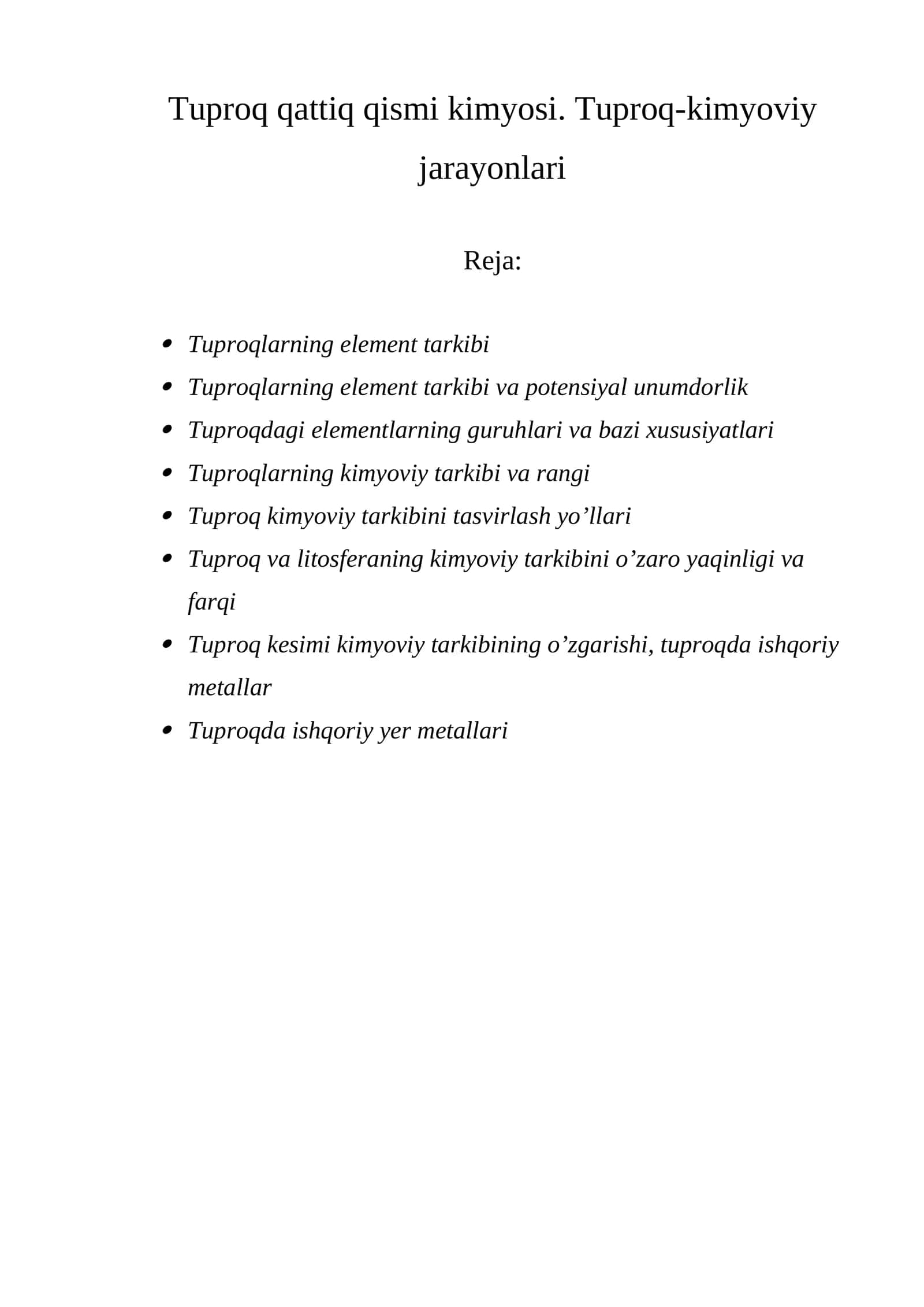 tuproq elementlarning kimyoviy tarkibi 1