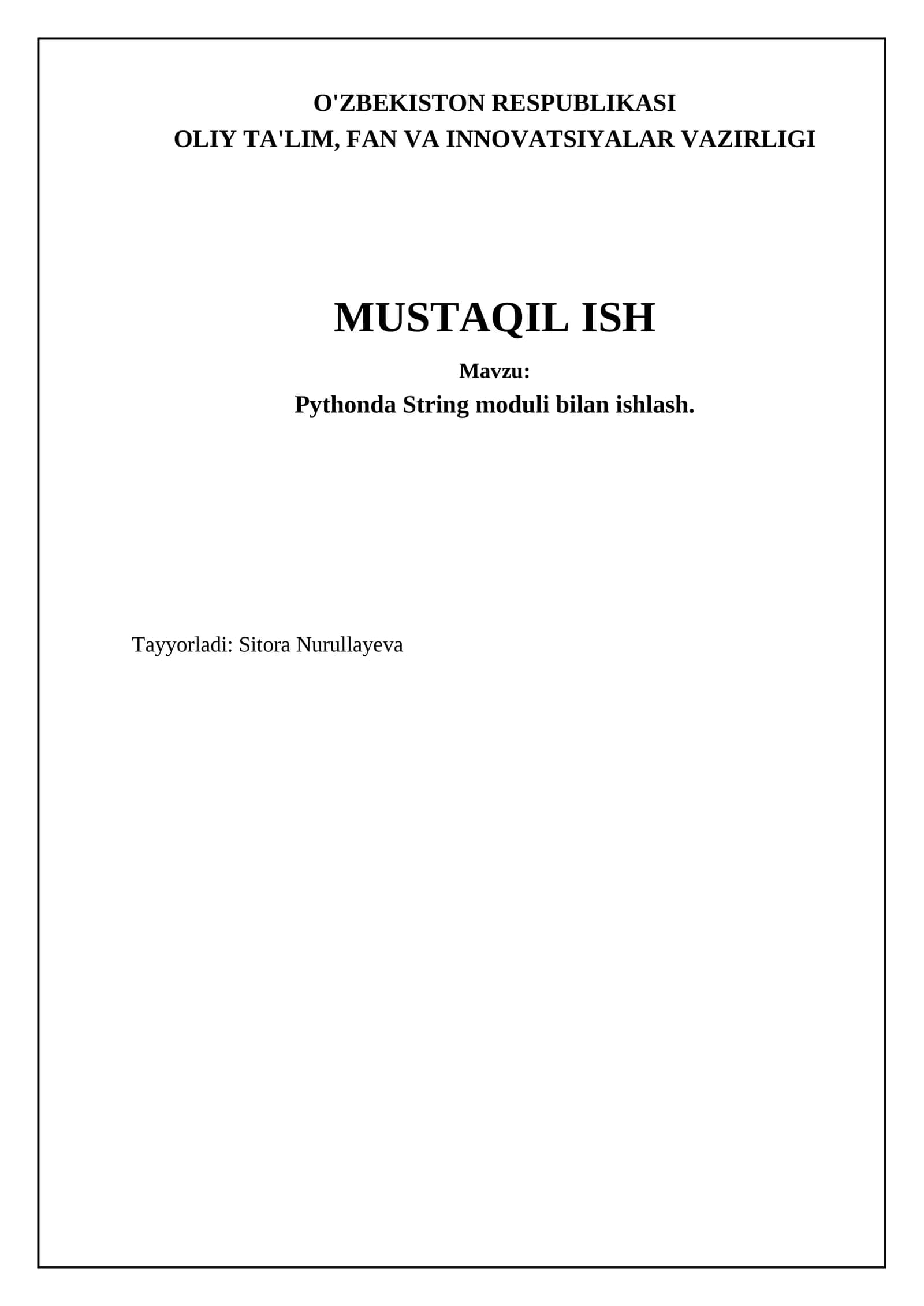 Pythonda String moduli bilan ishlash 1