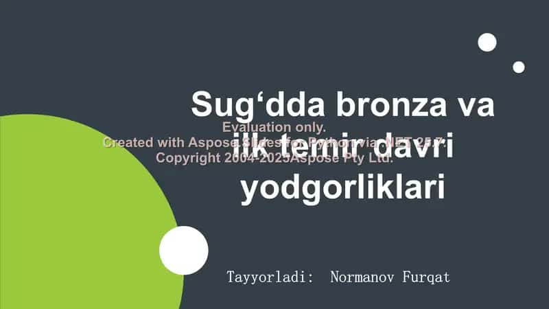 Sug‘dda bronza va ilk temir davri yodgorliklari 1