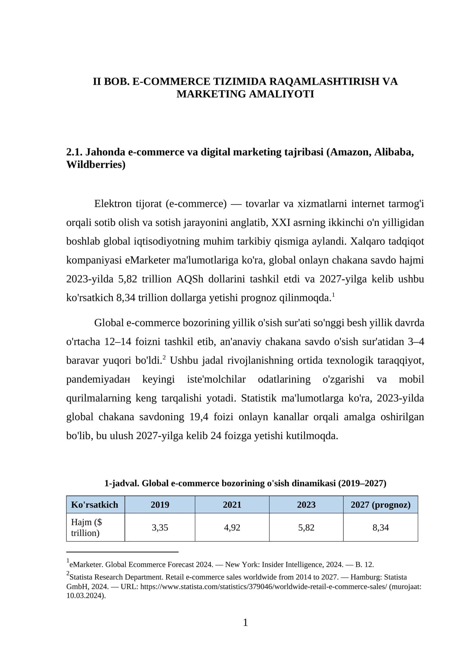 E-COMMERCE TIZIMIDA RAQAMLASHTIRISH VA MARKETING AMALIYOTI 1