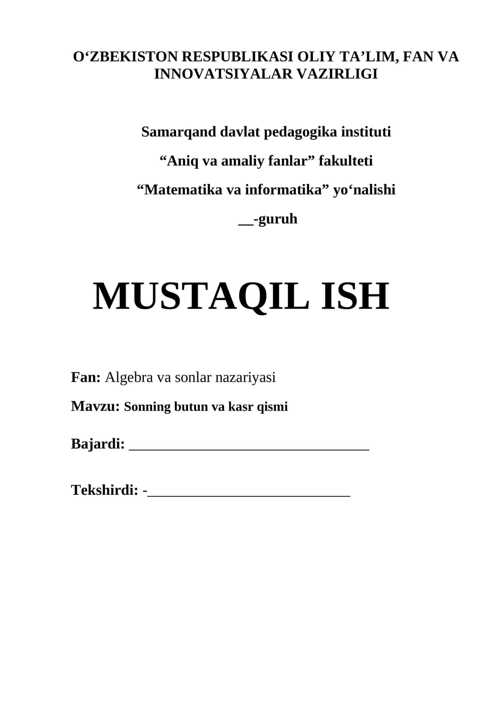 Sonning butun va kasr qismi 1