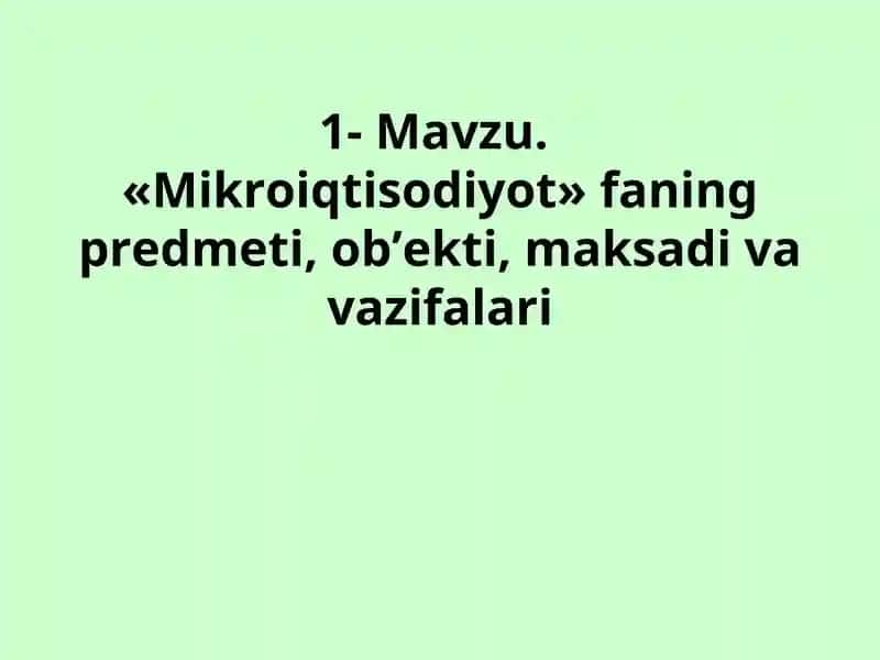 Mikroiqtisodiyot