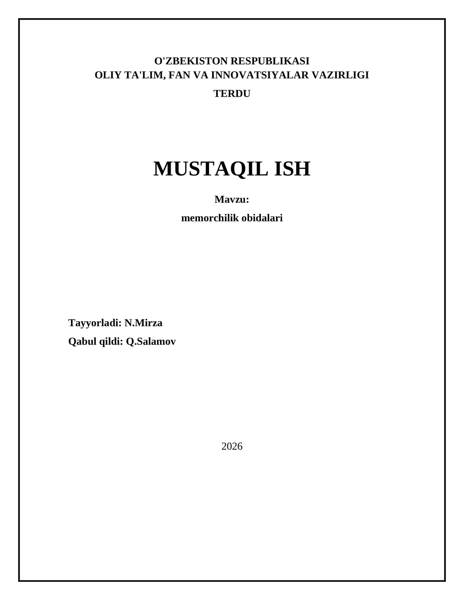 Memorchilik obidalari 1
