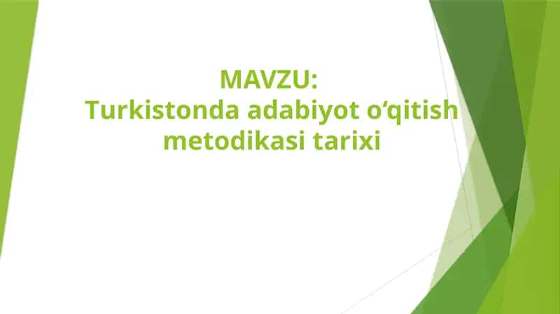 Turkistonda adabiyot o‘qitish metodikasi tarixi 1