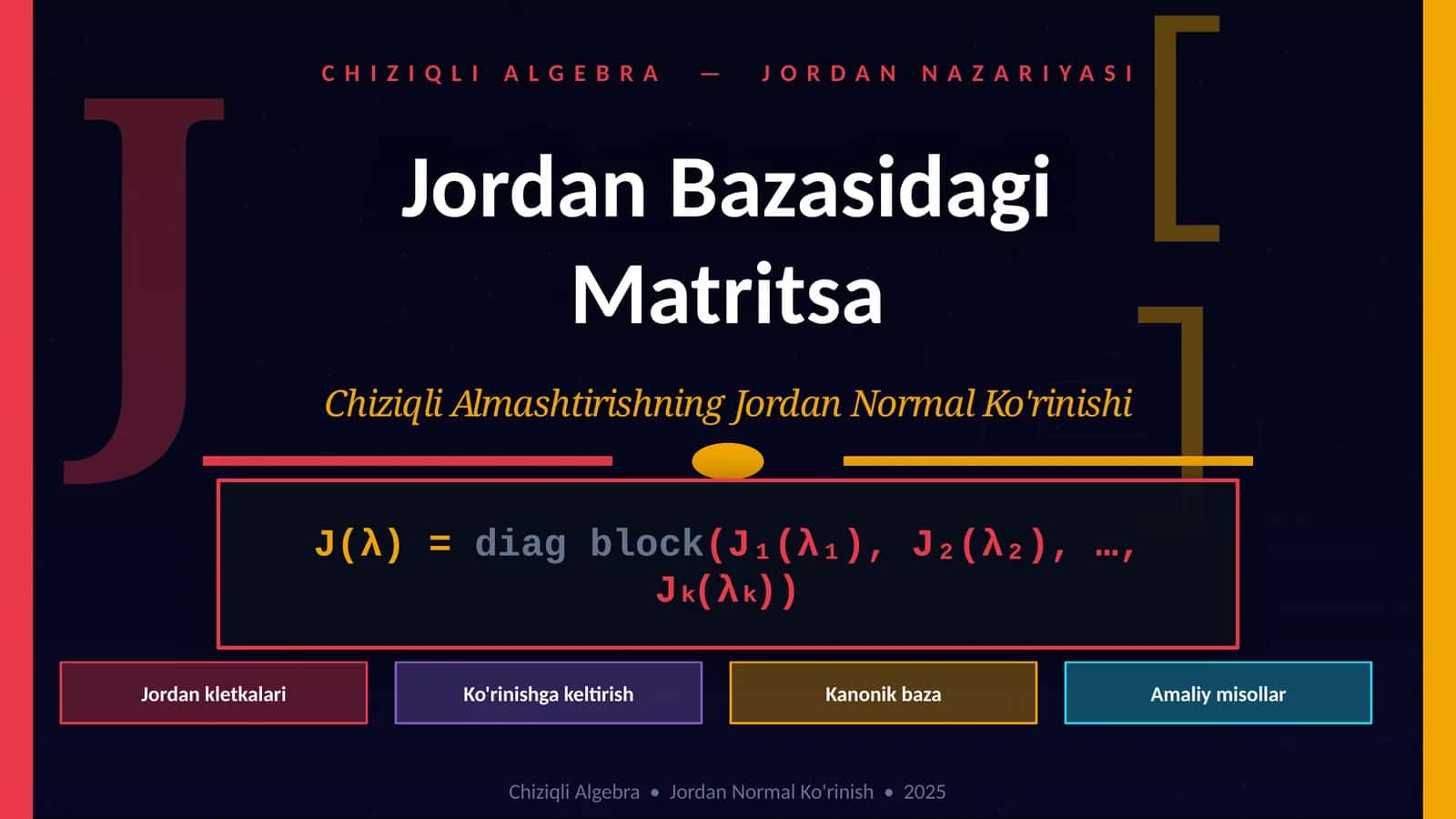 CHIZIQLI ALGEBRA — JORDAN NAZARIYASI 1
