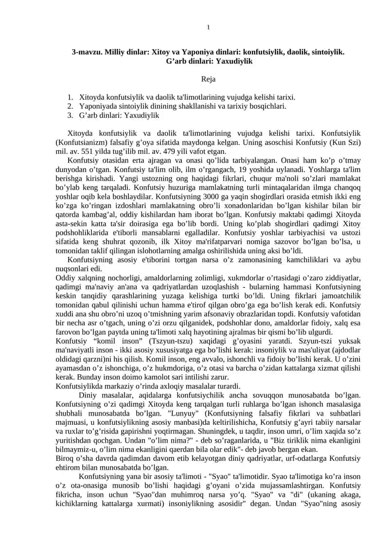 Konfutsiylik va Daolik ta'limotlari 1