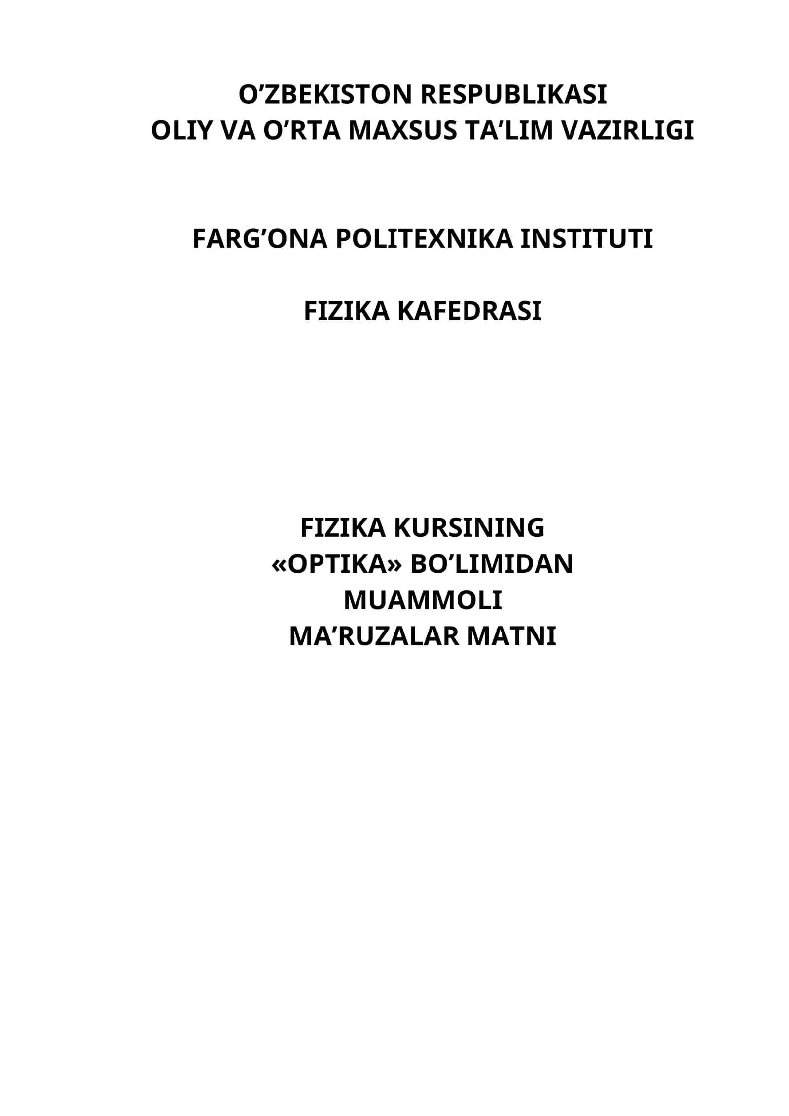 MUAMMOLI MA'RUZALAR MATNI 1