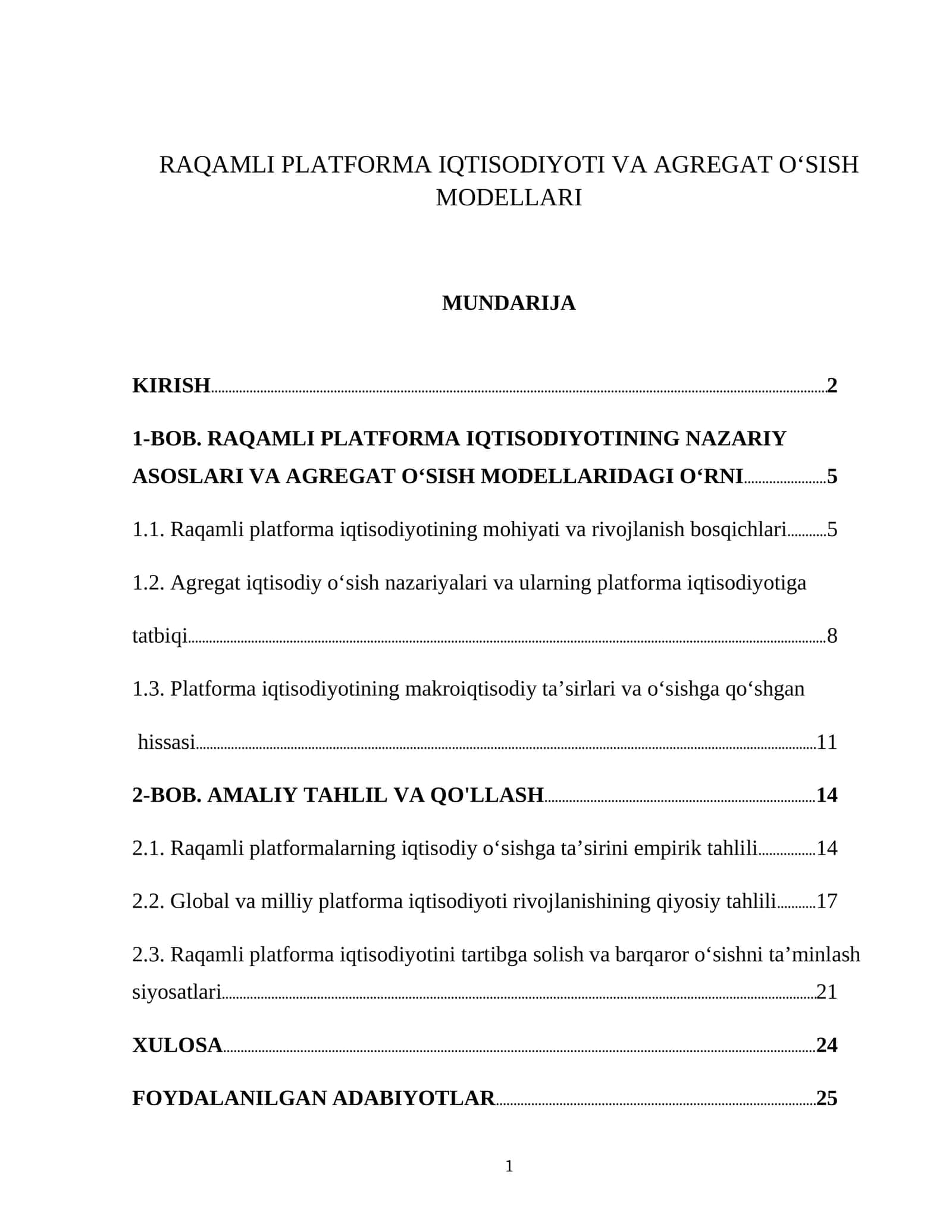 RAQAMLI PLATFORMA IQTISODIYOTI VA AGREGAT O‘SISH MODELLARI 1