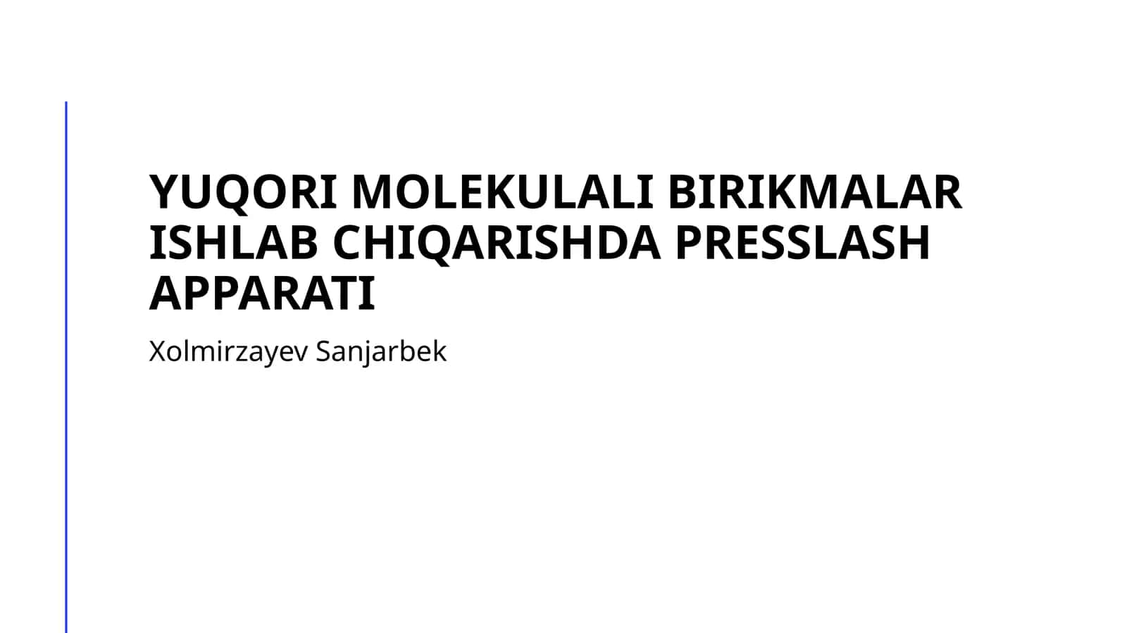 Yuqori molekulali birikmalar ishlab chiqarishda presslash apparati 1