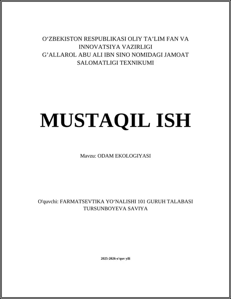 ODAM EKOLOGIYASI 1