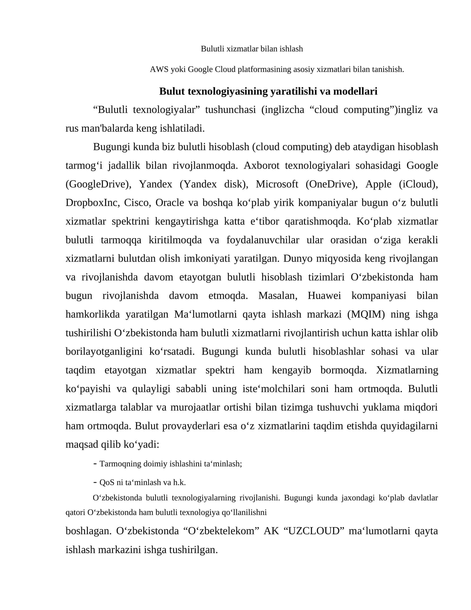 Bulutli texnologiyalar 1