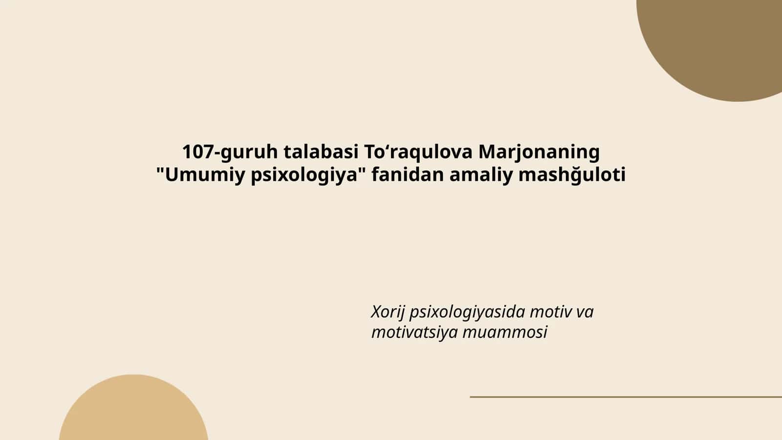 Marjon Toʻraqulova - Umumiy psixologiya 1