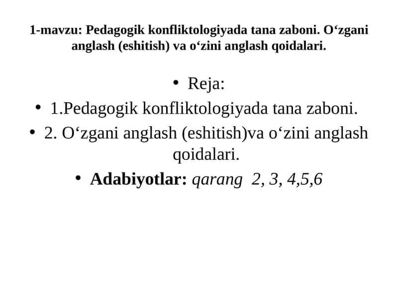 Pedagogik konfliktologiyada tana zaboni 1
