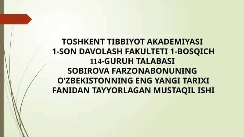 O'zbekistonning eng yangi tarixi 1