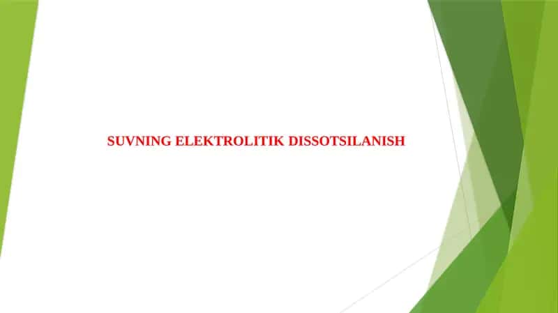 Elektrolitik Dissotsilanish 1