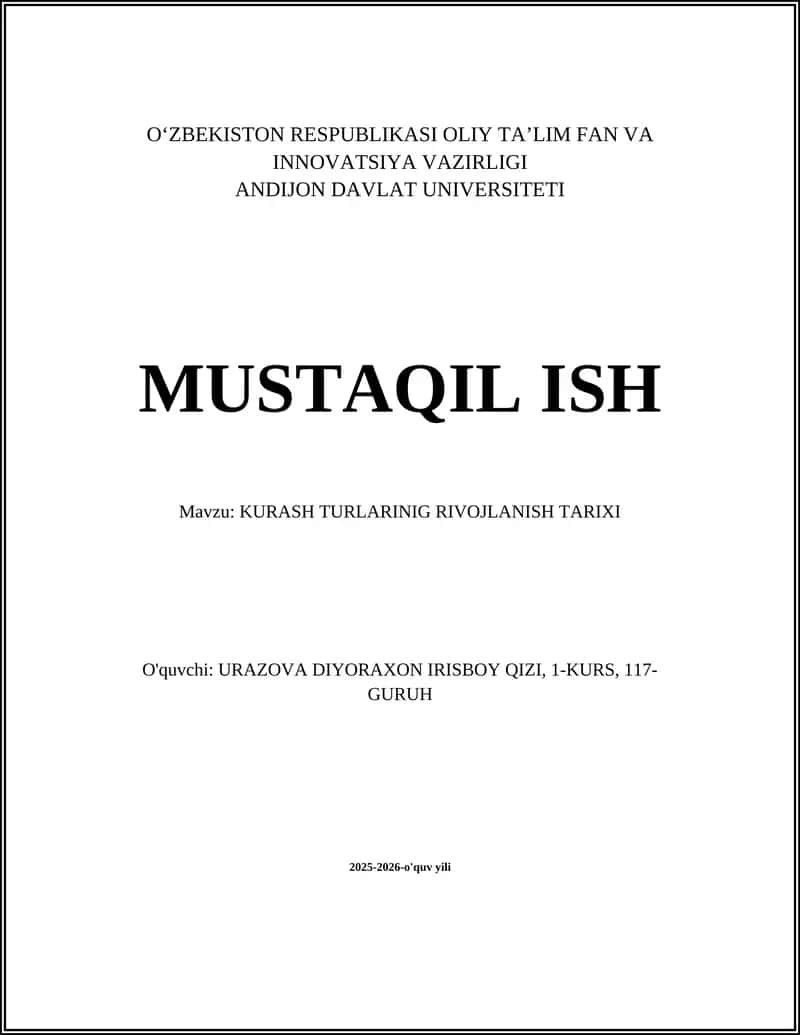 KURASH TURLARINIG RIVOJLANISH TARIXI 1