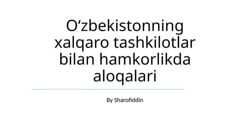 Mintaqaviy Hamkorlik Tashabbuslari 1