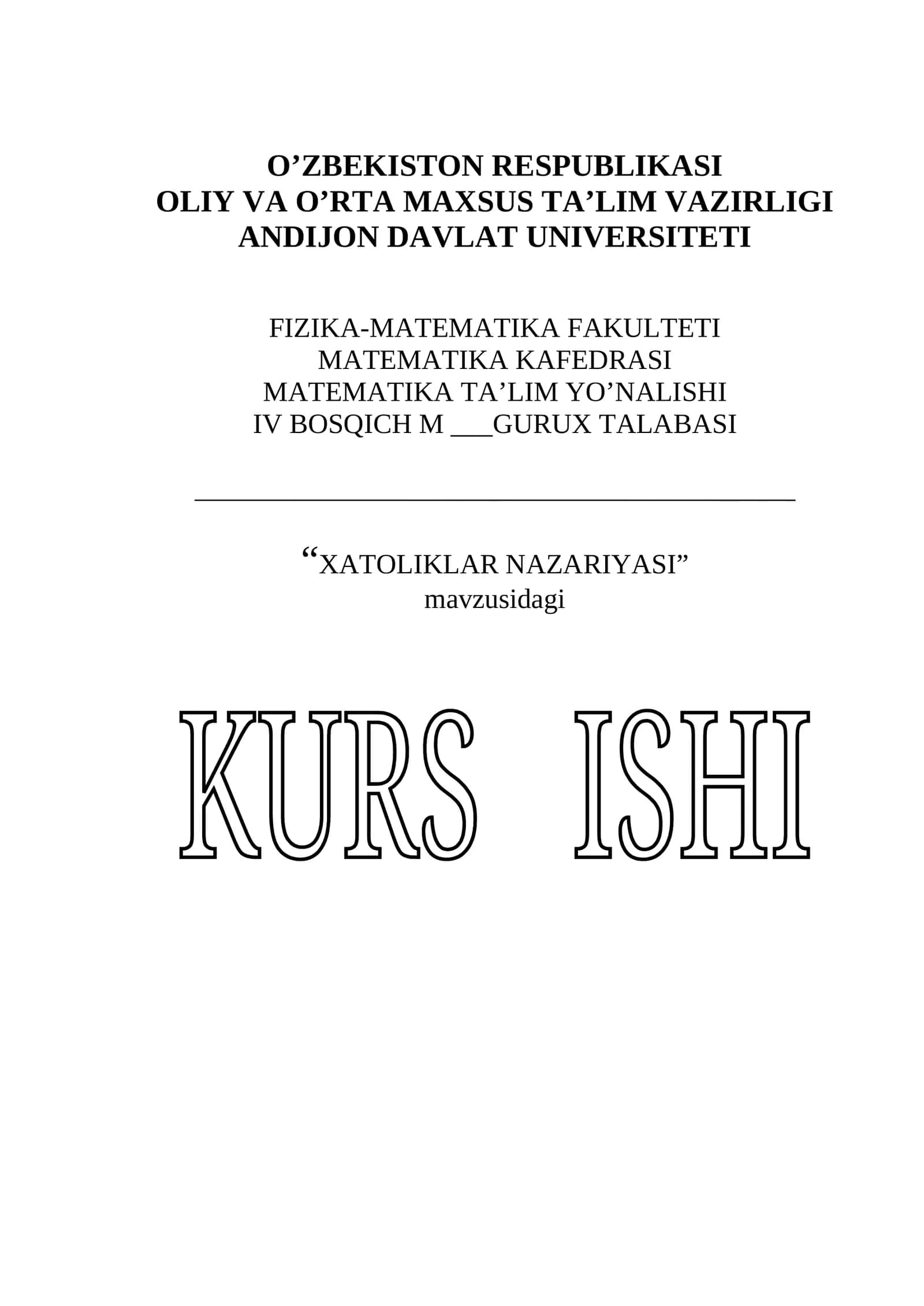 Xatoliklar Nazariyasi 1