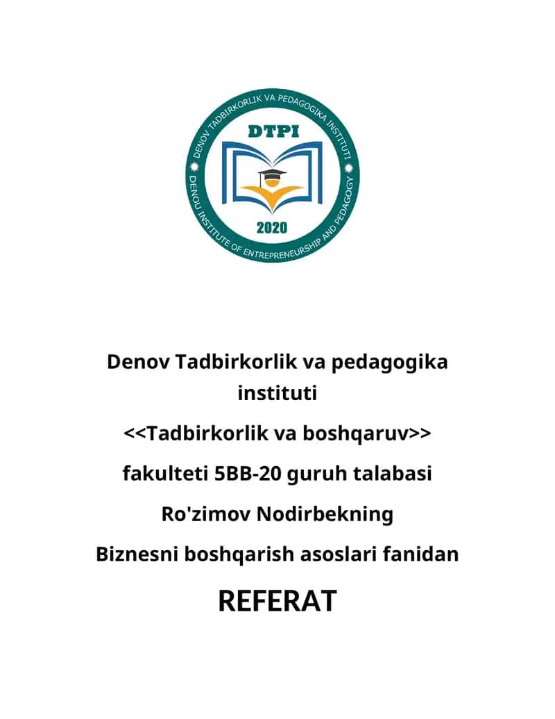 Biznesni tashkil etish 1