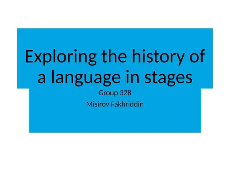 The history of the English Language 1