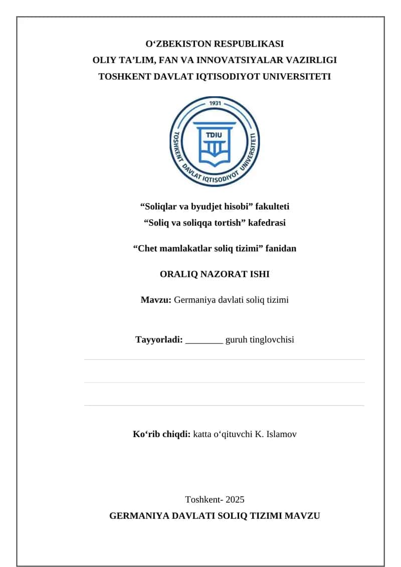 Germaniya davlati soliq tizimi 1