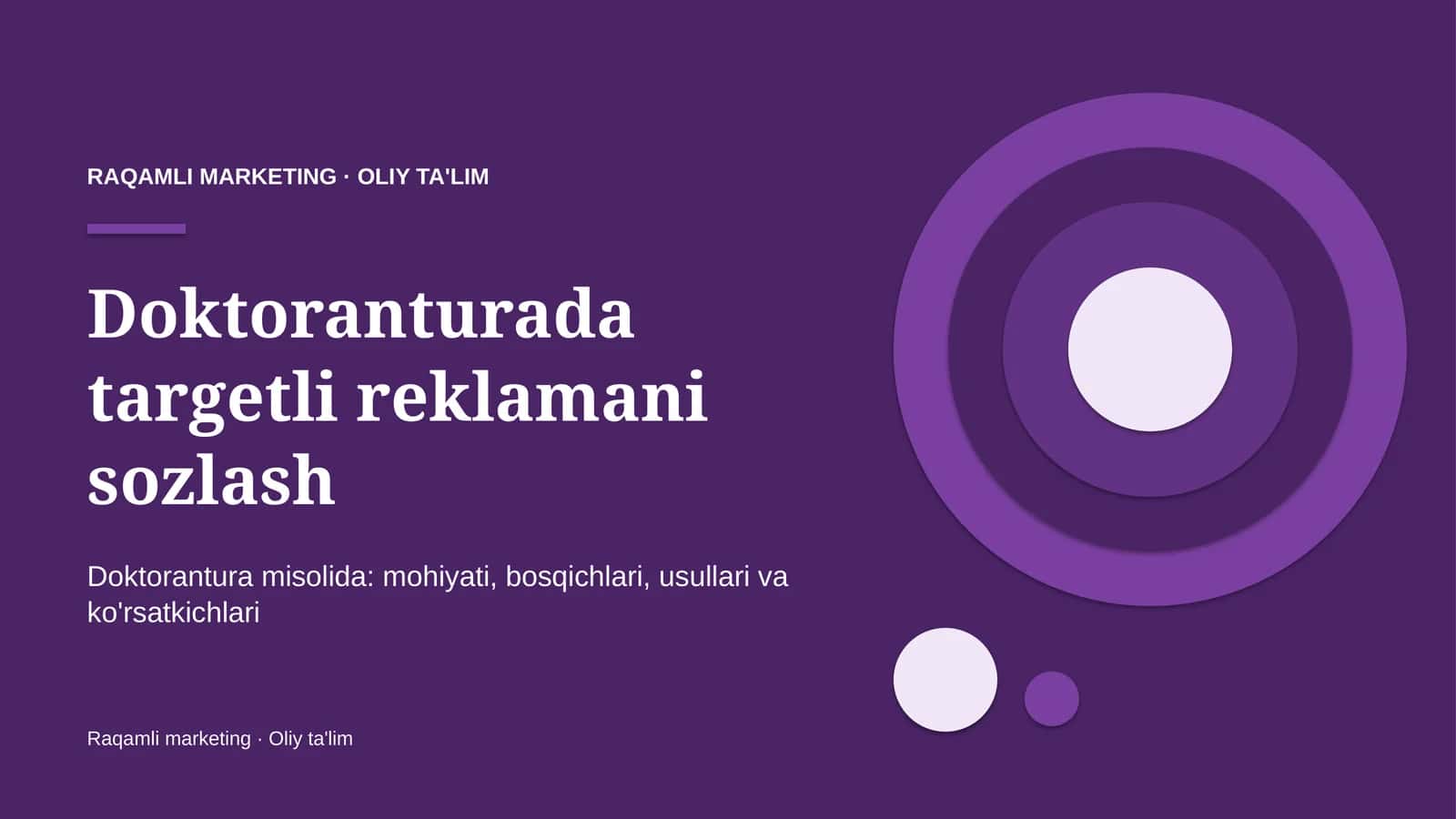 Doktoranturada targetli reklamani sozlash 1