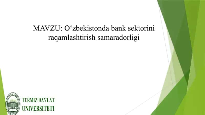 O‘zbekistonda bank sektorini raqamlashtirish samaradorligi 1