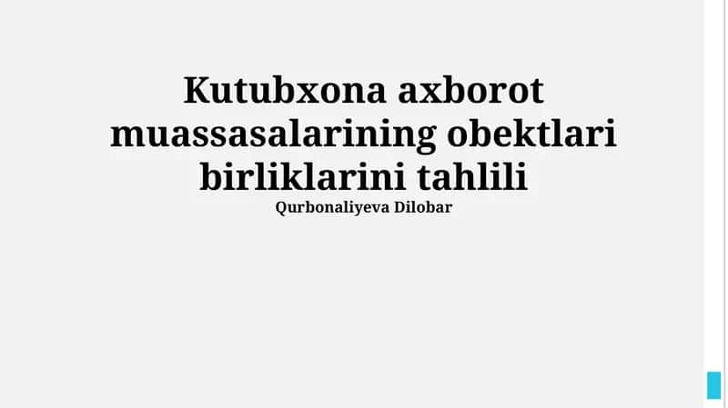Ma'lumotlarning kirish imkoniyatini ta'minlash 1