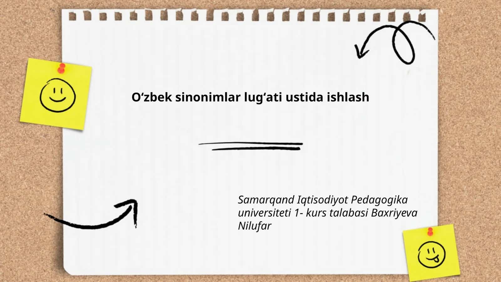 Oʻzbek sinonimlar lugʻati ustida ishlash 1