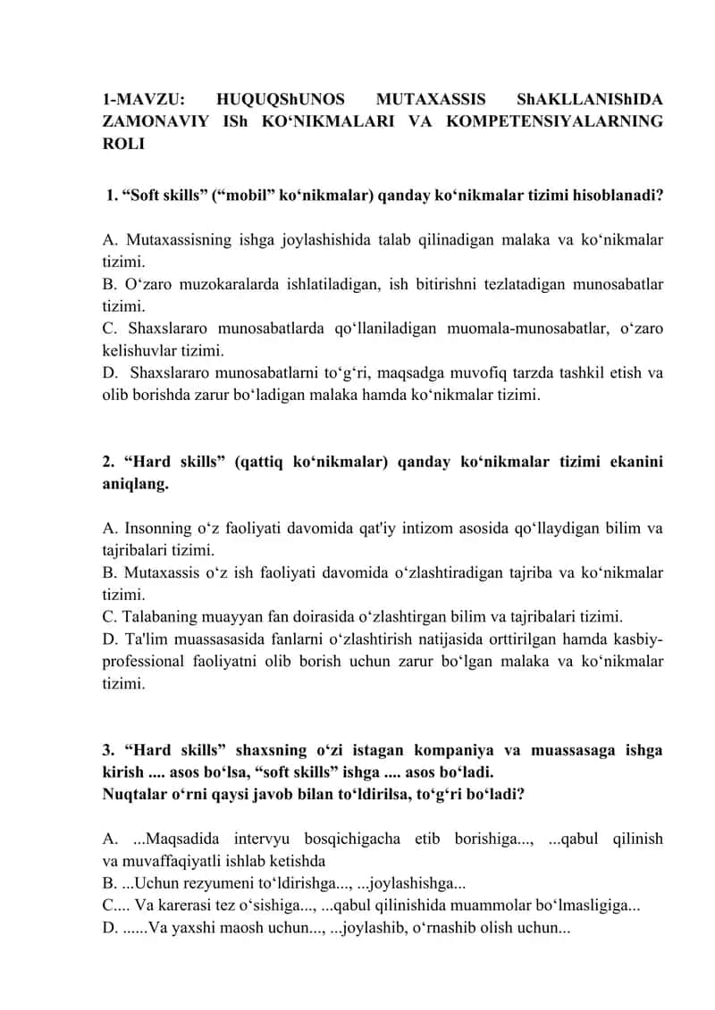 Metadologiya yakuniy test 1