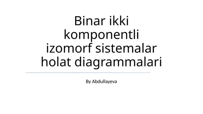 Binar ikki komponentli izomorf sistemalar holat diagrammalari 1