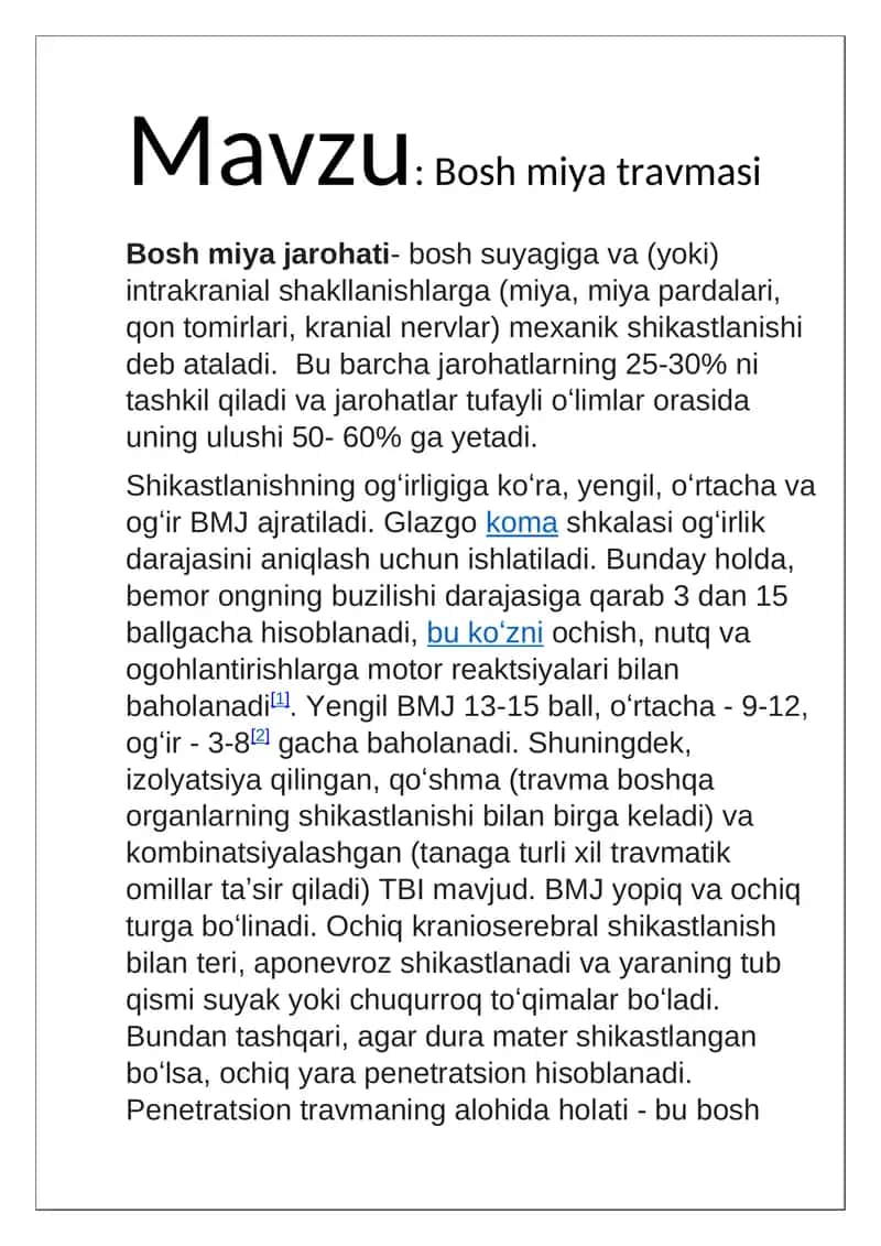 Bosh miya travmasi 1