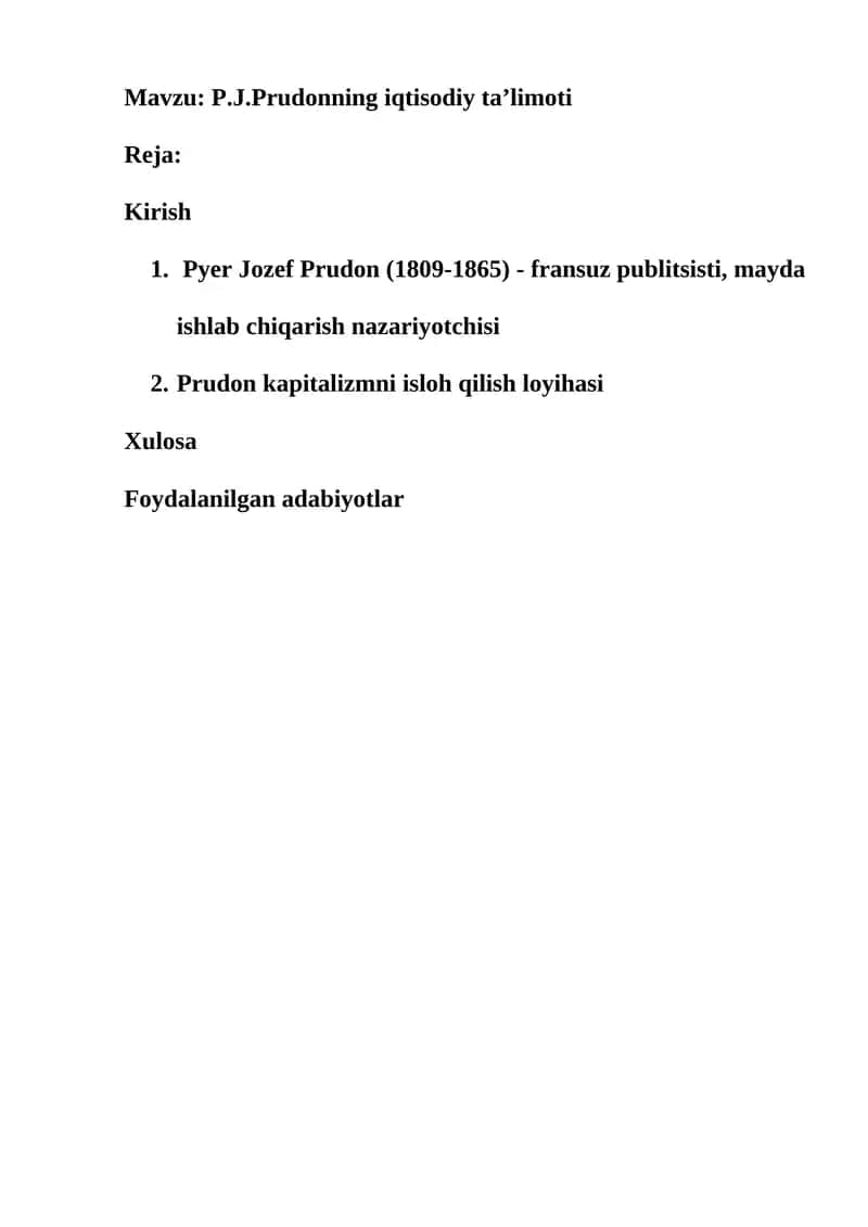 P.J.Prudonning iqtisodiy ta’limoti 1